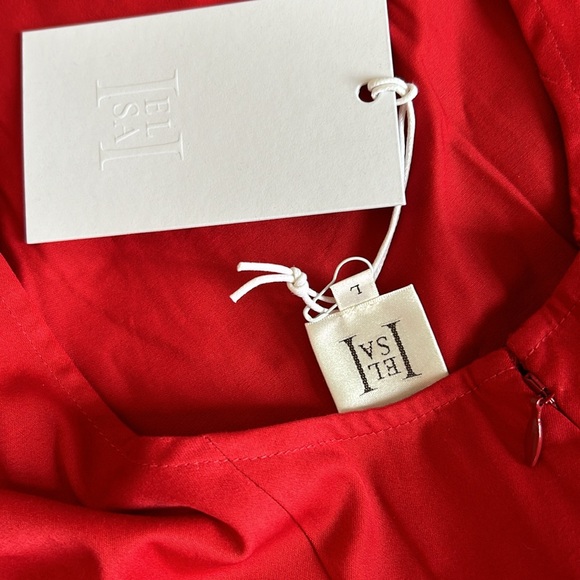 NWT Helsa Stretch Cotton Sateen Midi Dress - Red Lipstick - Picture 6 of 10